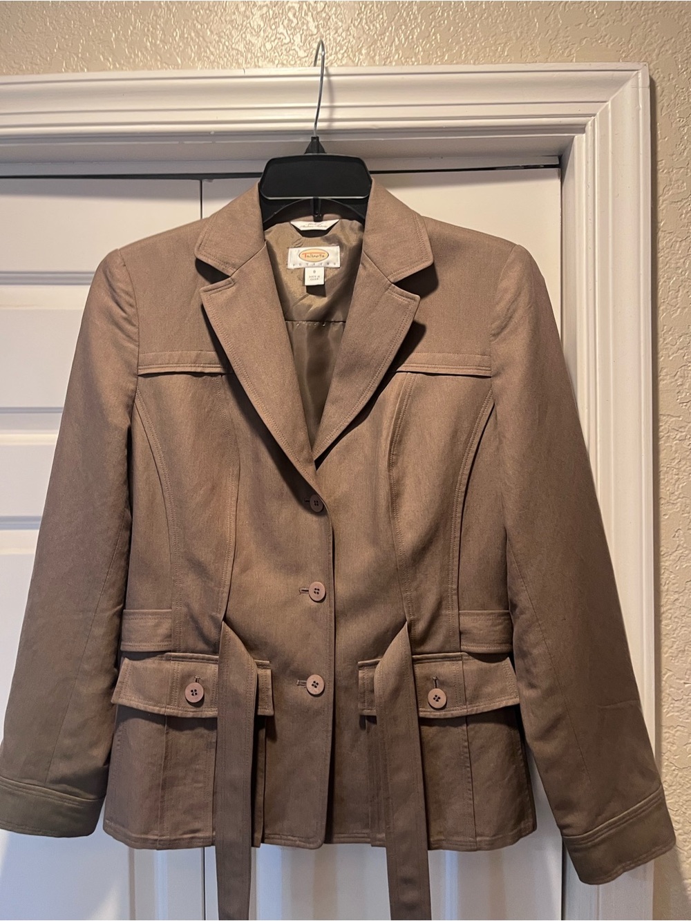 Talbot’s Brown Jacket, Coat, belted, military utility style, safari chic, office - Picture 3 of 7
